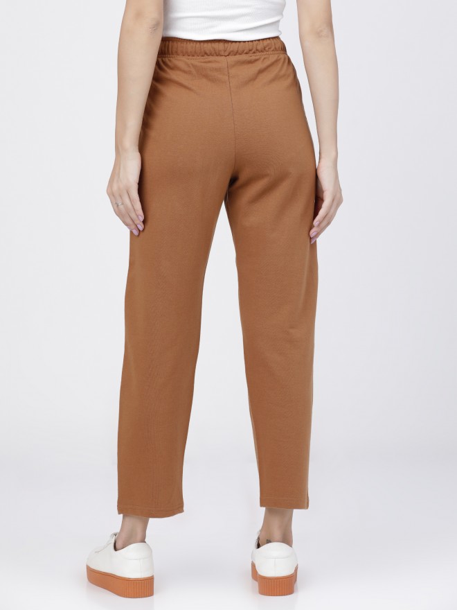 brown track pants womens